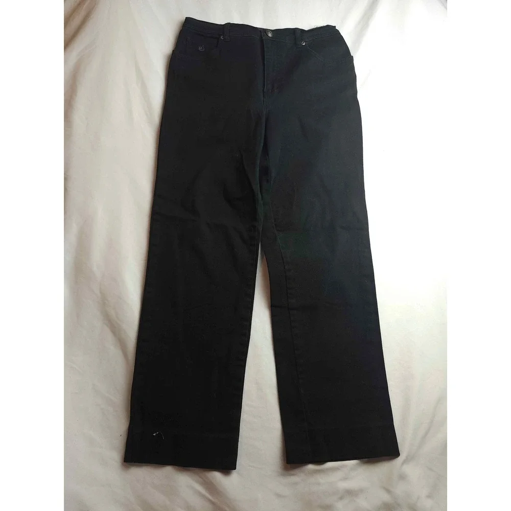 Gloria Vanderbilt Amanda High Rise‎ Tapered Black Jeans Women 10 Average